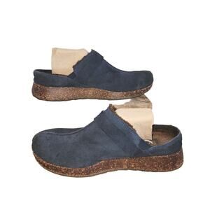 Sporto Womens Size 7.5 Slip On Mule Clogs-Navy Blue Suede-Faux Fur Lined